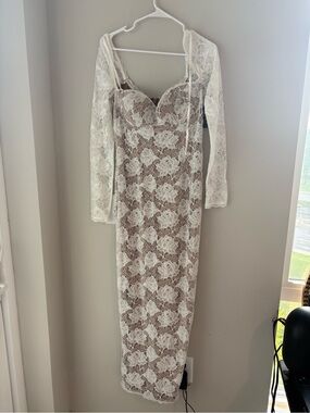 JLUXLABEL Ivory Lace Long-Sleeve Maxi Dress